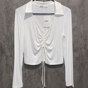 Elodie White cropped shirt Size XL NWT